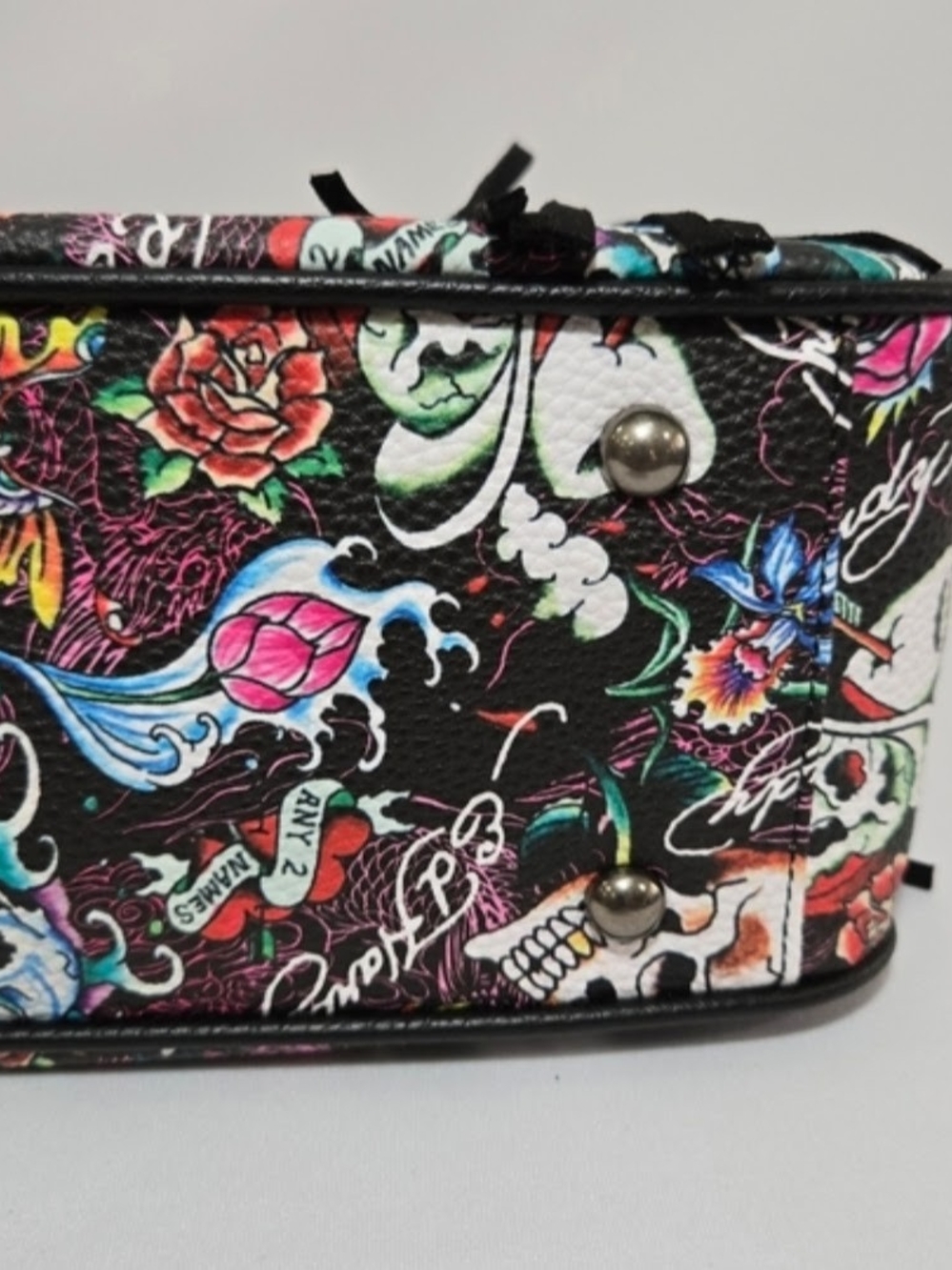 Ed Hardy NWT! Tattoo Print Fringed Shoulder Bag/Satchel - Picture 9 of 12